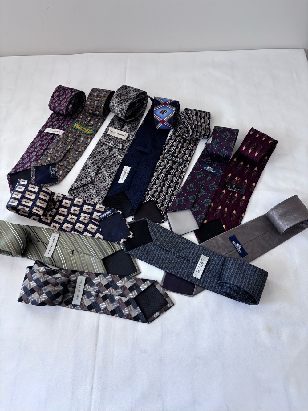 Men's Silk Tie Lot of 12 Designer Vintage Retro Geometric Paisley Abstract print